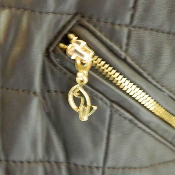 BABY PHAT Jacket Leather Brown Puffer Y2K 90's Vintage Embroidery Cat Logo XXL - Picture 9 of 12